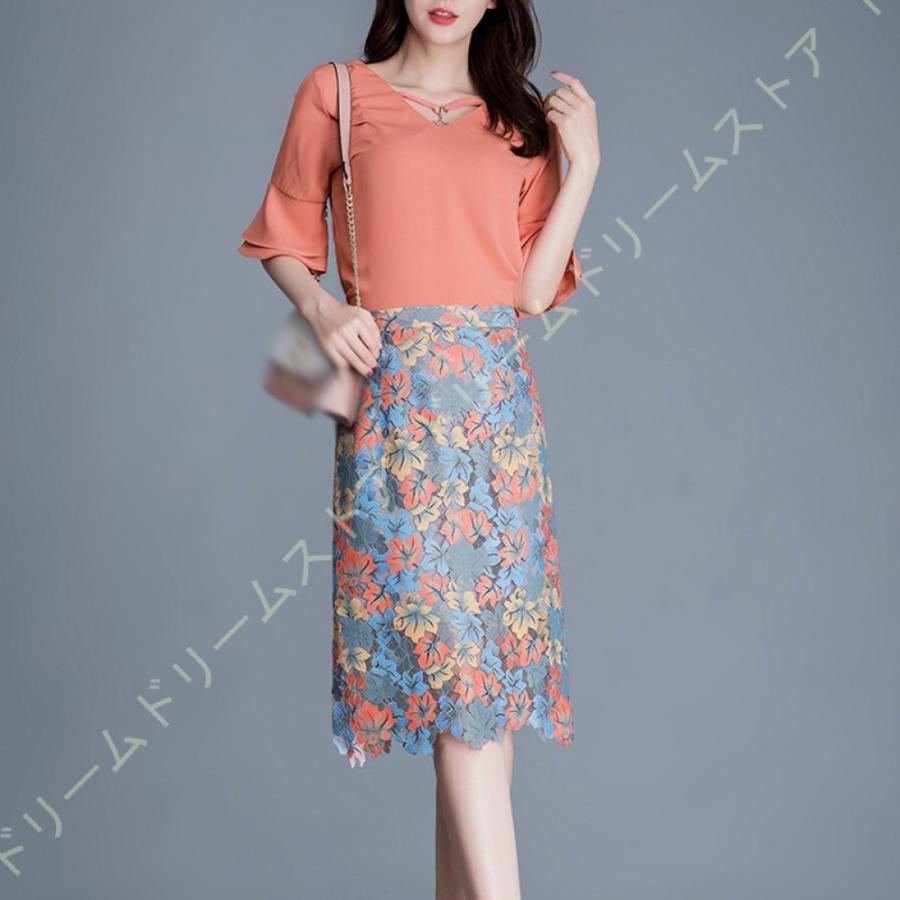 タイト スカート レース 花柄 タイトスカート 膝丈 ストレッチ ハイウエスト ペンシルスカート 春 ウエストゴム オフィスカジュアル フォーマル 夏 秋 冬