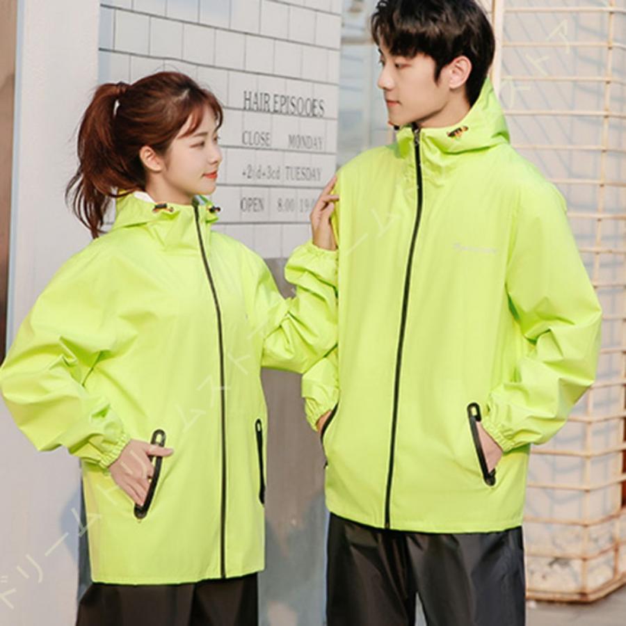 上下セット ストレッチ レインウェア メンズ レディース レインコート レインスーツ 前開き ジャケット マウンテンパーカー カッパ 雨合羽 雨具 通勤 通学 最新の激安