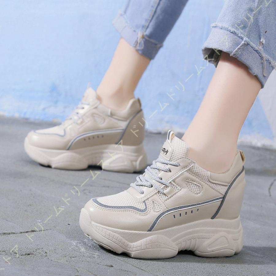 レディース 厚底 軽量 レースアップ インヒール スニーカー 白 シークレットシューズ 厚底スニーカー ダッドシューズ レディース 疲れない ヒールアップ 背伸び Ei2 Kb1 Hjm1 ドリームドリームストア 通販 Yahoo ショッピング