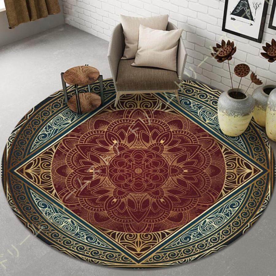 ペルシャ絨毯風ラグ 丸 カーペット 丸型 洗えるラグマット 円形 直径