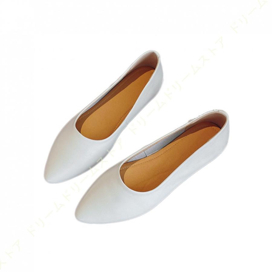 高評価！ ペタンコ スムース調 歩きやすい ローヒール パンプス ポインテッドトゥ ぺたんこ 結婚式 フラットシューズ 靴 レディース 小さいサイズ  大きいサイズ パンプス カラー:あんずいろ