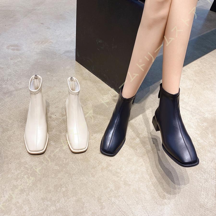 販売割 歩きやすい 美脚 ショートブーツ バックファスナー ブーティ レディース スムース調 ローヒール スクエアトゥ レディース靴 太ヒール 袴 ブーツ 今すぐ販売 Www Superavila Com