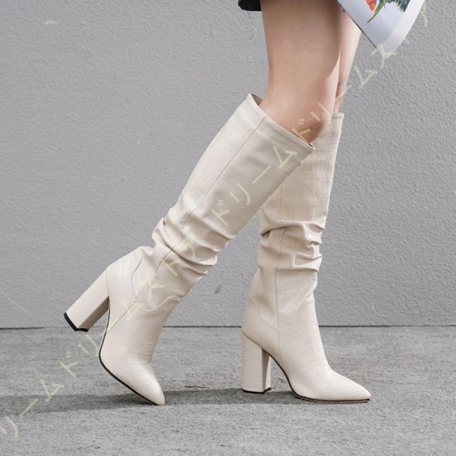 史上最も激安 ロングブーツ レディース フォーマル ポインテッドトゥ ブーツ チャンキーヒール クロコ型押し 大きいサイズ 10センチ ハイヒール ジョッキー スリッポン ジョッキーブーツ サイズ 26 5cm Www Oroagri Eu