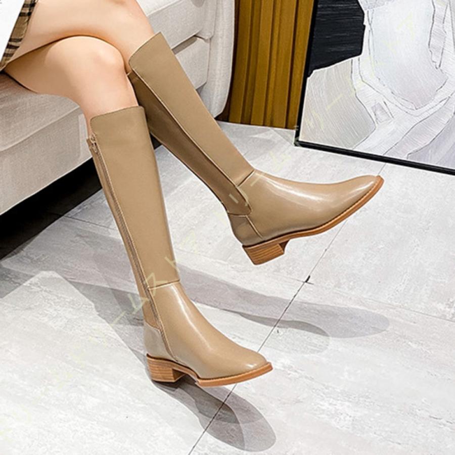 ジョッキーブーツ レディース ロングブーツ 膝丈 ローヒール 美脚 エンジニアブーツ ウェスタン 太ヒール カジュアルシューズ ヴィンテージ ファッション 人気