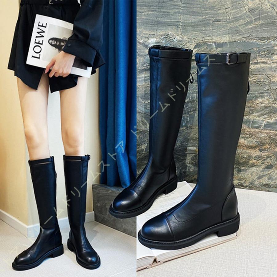 新版 ロングブーツ レディース 長ブーツ ファッション 走れる 厚底 ジョッキーブーツ 膝丈 ベルトバックル カジュアルブーツ 太ヒール 美脚 疲れにくい 歩きやすい 上質で快適 n Go Th