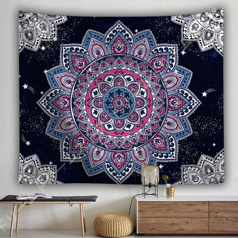タペストリー ボヘミアン マンダラ柄 インドの曼荼羅 おしゃれ壁掛け ソファーカバー 多機能 ファブリック装飾用品 装飾布 部屋飾り エスニック 伝統的 21激安通販