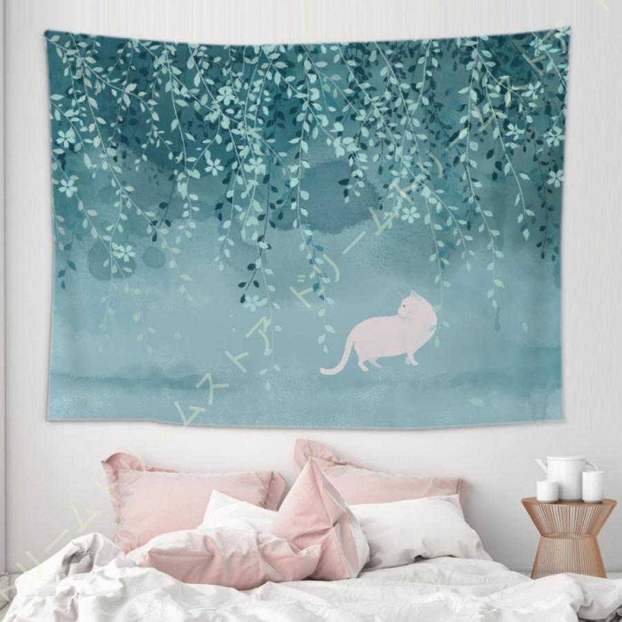 タペストリー 北欧 猫 おしゃれ 可愛い ファブリンク装飾用品 ナチュラル シンプル アニマル 動物 イラストタペストリー 大判 癒し 部屋 飾り 窓 カーテン 21人気no 1の