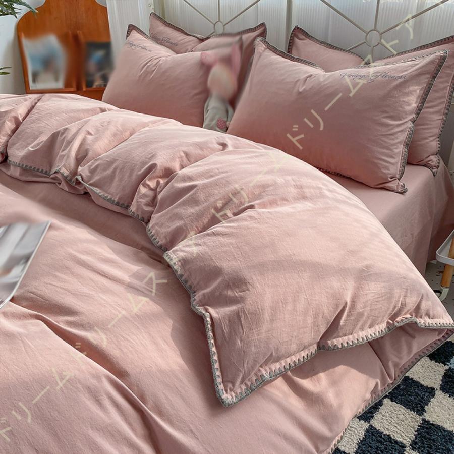 掛けカバー 全開ファスナー付き 3点セット 掛布団カバー 洗いざらしの綿100% 200*230 耐久 カバー4点セット 寝具用カバー お洒落 寒さ対策 ダニ防止 年中通用