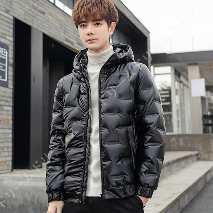 当社の ダウンジャケット メンズ ダウンコート 暖かい 長袖 防寒コート ショート丈 アウター 大きいサイズ フード付き 中綿コート 厚手 防風 登山 防寒 ビジネス 秋冬 ダウンコート カラー ゴールド Klp Com Sg