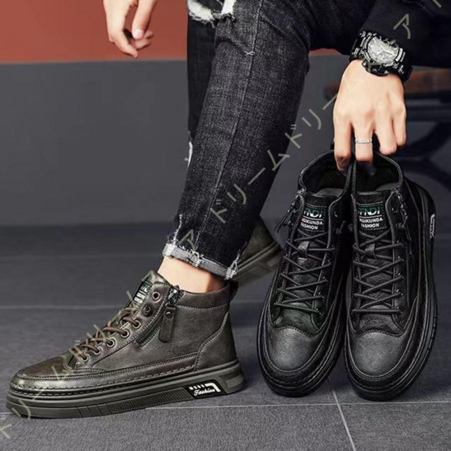 ショートブーツ メンズ シューズ サイドジップ カジュアルシューズ ワイルド フェイクレザー 男性 防水 ハイカット ファッション スニーカー ブーツ Oz4 6mq 6smru ドリームドリームストア 通販 Yahoo ショッピング