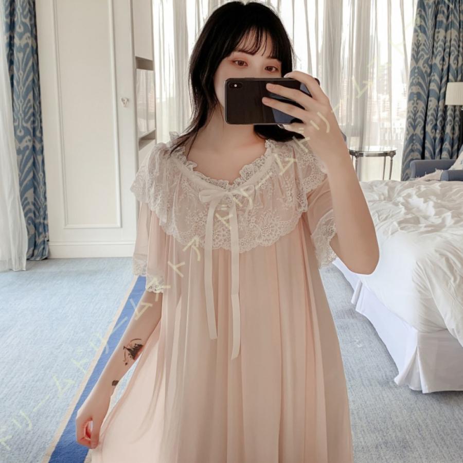 ネグリジェ 白 きれいめ 婦人服 姫系 ワンピース 寝巻き 袖付き レディース ナイトウェア キャミソール セクシー ルームウェア ガウン 部屋着