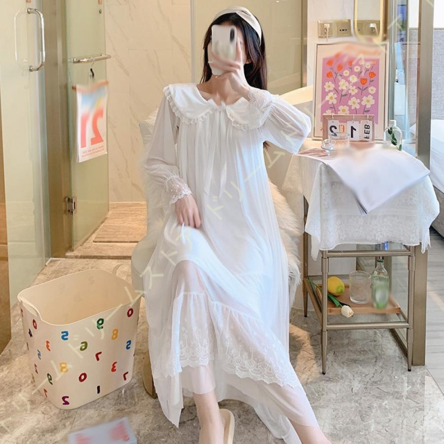 レースネグリジェ お姫風ネグリジェ レディースロングネグリジェ レースナイトウェア 可愛い部屋着 ナイトドレス ルームウェア チュール 透明感 花柄レース Wulx2qvimd レディースファッション Tdsc Sn