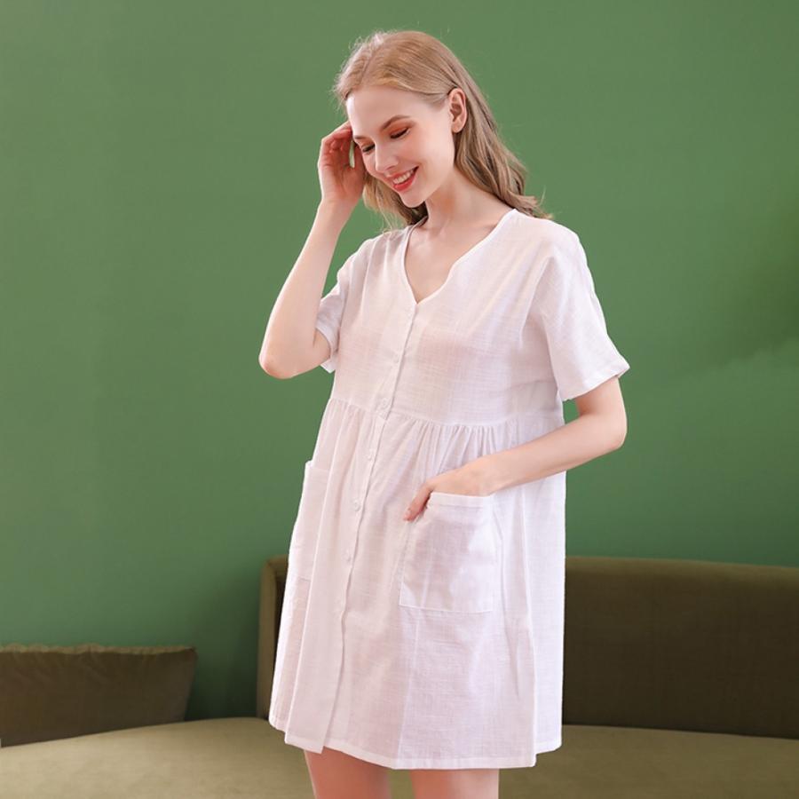 ルームウェア パジャマ レディース 半袖 ワンピース 春 夏 寝巻き 綿100 ルームワンピース ミモレ丈 ロング丈 ゆったり 旅行用 ネグリジェ ギフト プレゼント 送料0円