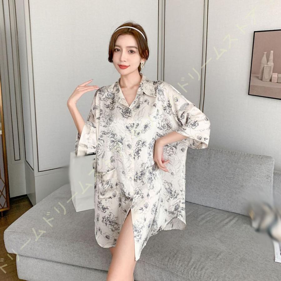 ルームワンピース シルク レディース ワンピース ポケット 半袖 ゆったり 前開き ルームウェア パジャマ 春夏 旅行用 ネグリジェ 春 夏 秋 母の日 ギフト Kccpu4owht レディースファッション Www Seruun Mn