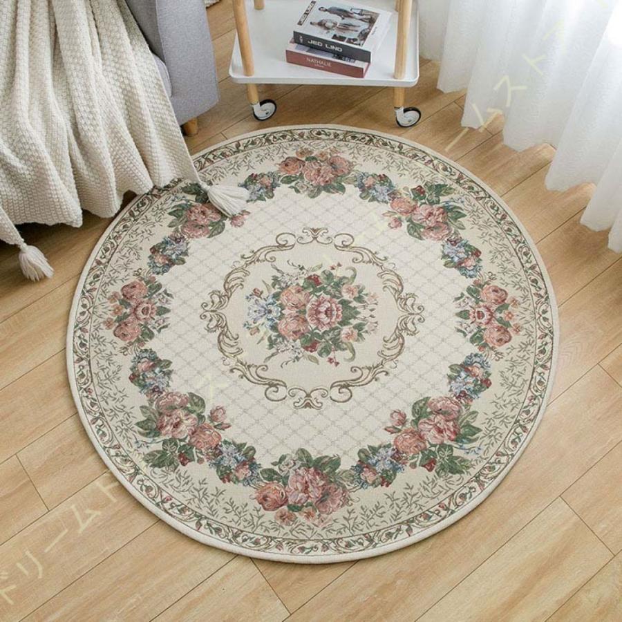 チェアマット ヨガ練習用 ラグマット 室内 ダイニング 円形 夏 冷房 折りたたみ 宮廷風 ラグ リビングルーム 書斎 ベッドルーム 大きいサイズラグ レビューを書けば送料当店負担