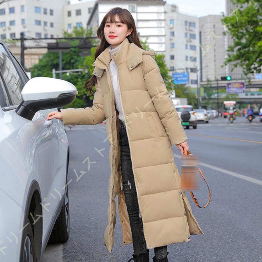 膝下 ベンチコート レディース 冬 防寒着 フード付き ダウン 中綿コート アウター ロングコート ジャンパー ファッション ダウンジャケット ハイネック 春のコレクション