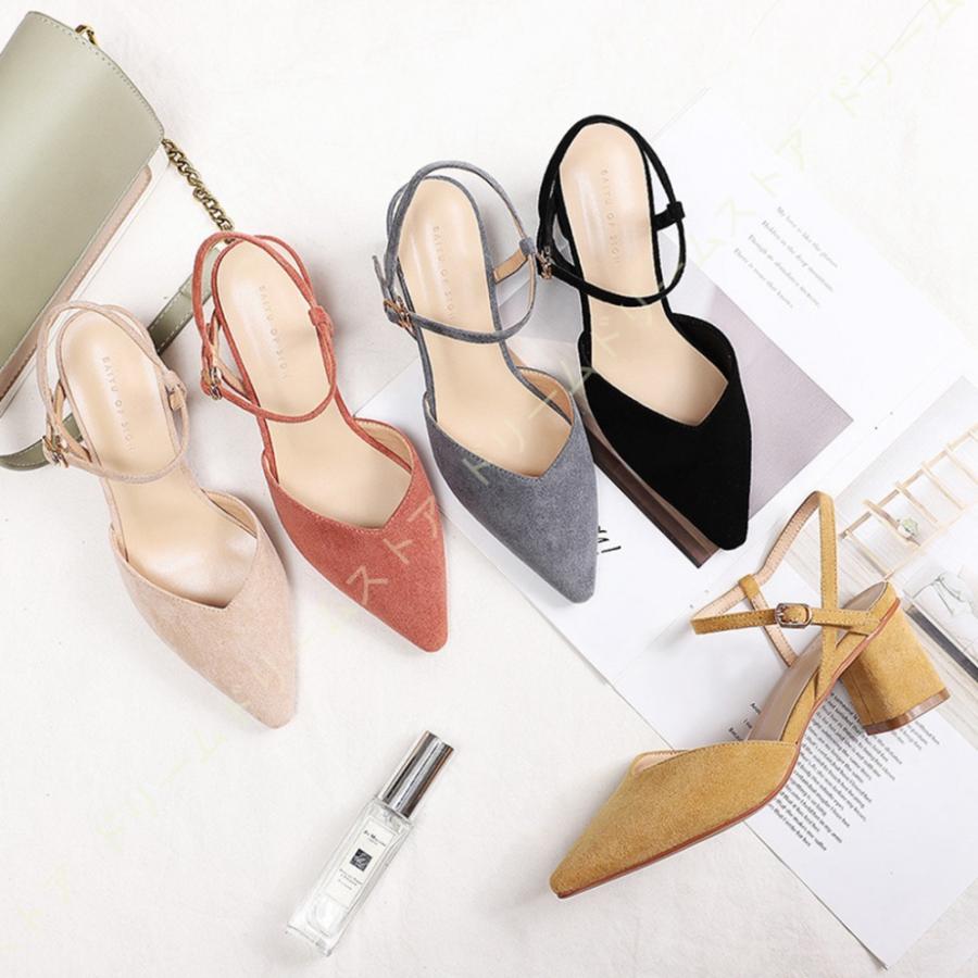 激安セール商品 パンプス ストラップ ローヒール スエード 春 夏 ストラップ付き 痛くない ぺたんこ レディース サンダル 黒 靴 ポインテッドトゥ スウェード おしゃれ 結婚式 日本正本 Shirleyryan Ca