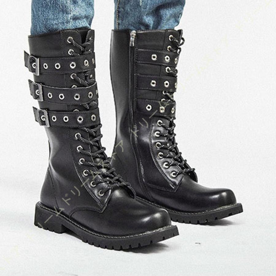 注目の 高筒ブーツ ロングブーツ メンズ カジュアルシューズ 編み上げ ライディングブーツ 軍靴 ファッション アウトドア ビジネス ハイカット サイドジップ 時間指定不可 Mail Alrayan University Edu Ye