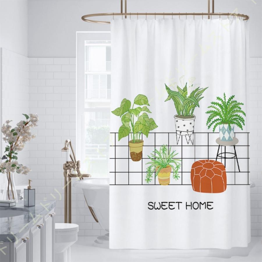 シャワーカーテン 北欧 花柄 プリント ユニットバス おしゃれ 浴室カーテン 透けない ポリエステル素材 お風呂 目隠し 間仕切り シンプル風格 カーテン 保温 Yweeks1xum シャワーカーテン Multisac Care Pt