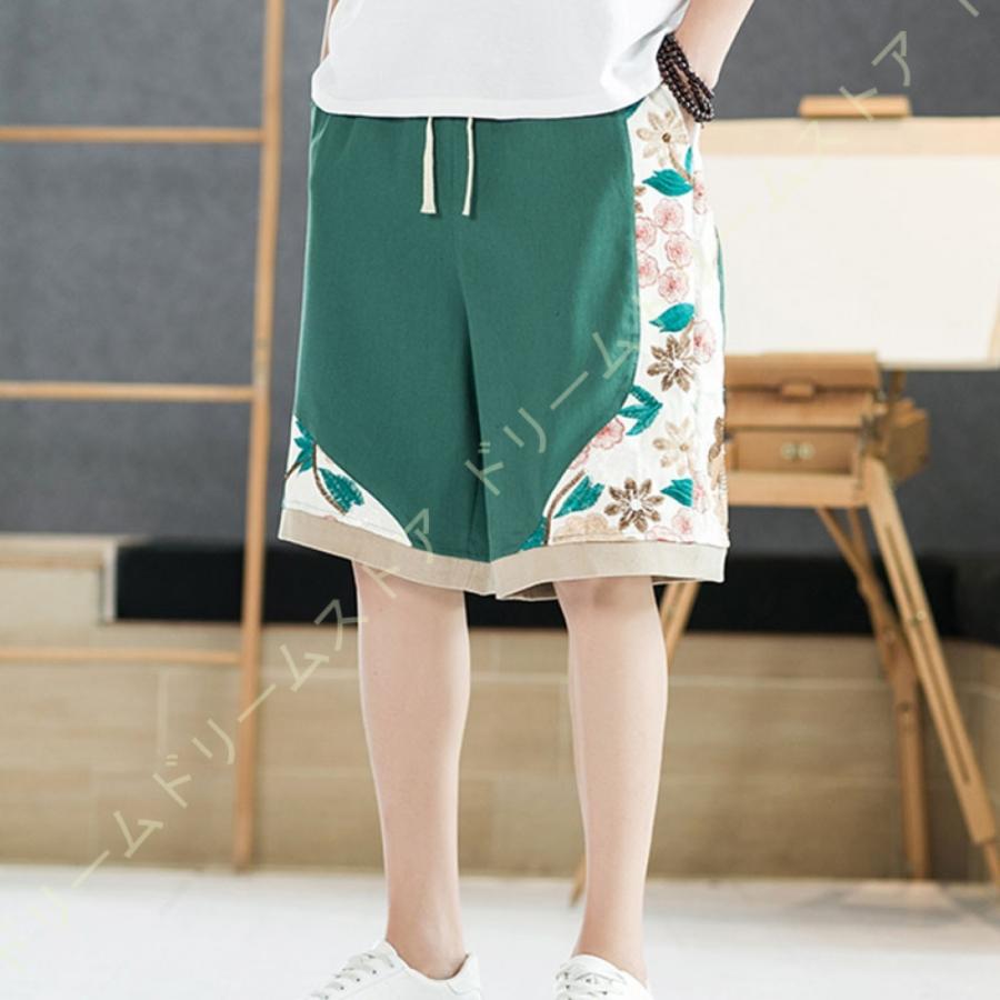 ハーフパンツ メンズ 綿麻 パンツ カーゴパンツ サルエルパンツ メンズ 大きいサイズ 薄手 カジュアル 夏 ハーフパンツ ゆったりパンツ ワイドパンツ