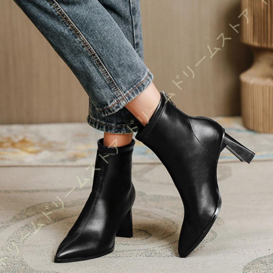 ブーティ 短靴 レディース チャンキーヒール バックジップ 無地 ファッション かっこいい 婦人靴 レディースブーツ 滑りにくい 歩きやすい 履きやすい 軽量 ２０１３新入荷