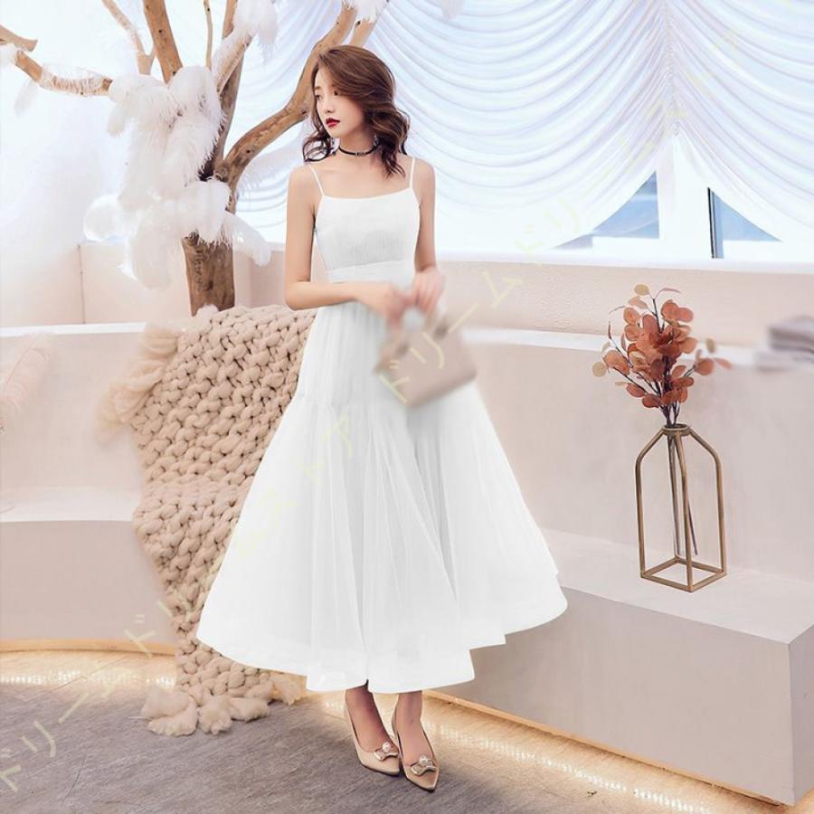 個性的な色 パーティードレス ミモレ丈 披露宴ドレス 二次会ドレス 花嫁ウェディングドレス 結婚式 お呼ばれドレス 謝恩会