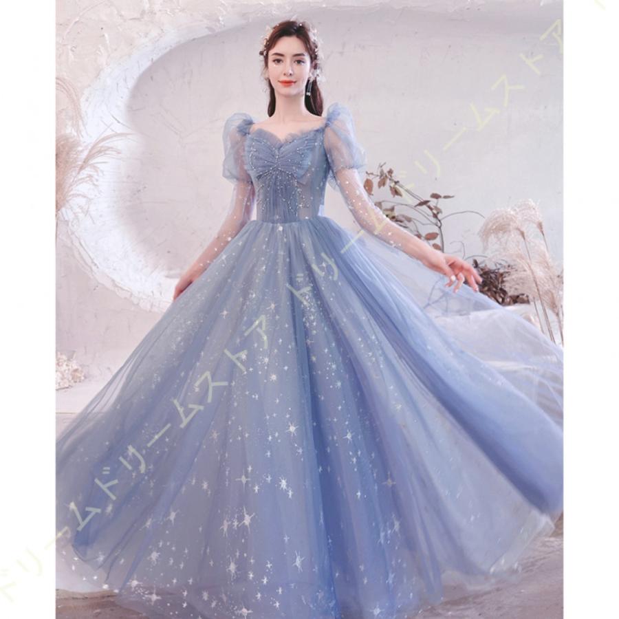 ロング丈 ウェディングドレス シースルー 結婚式 二次会 ワンピース エレガント イブニングドレス コンサート ガーデンウェディング 女性 スレンダーライン