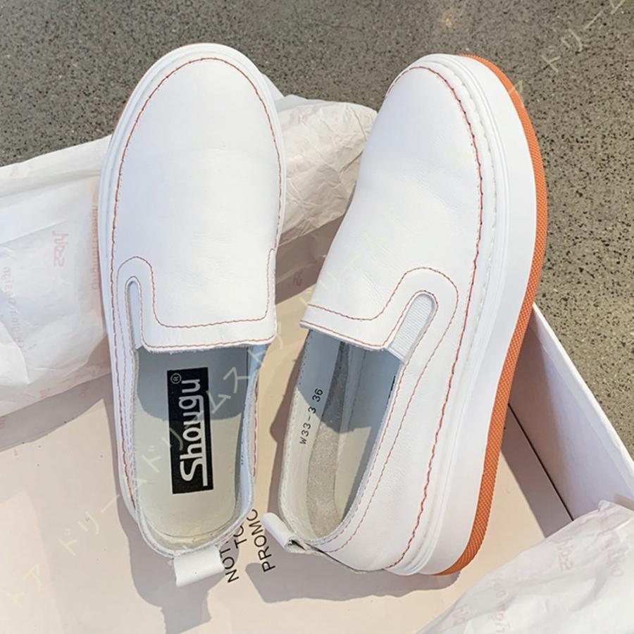 激安で販売 歩きやすい スリッポン レディース 厚底 本革 スニーカー 白 カジュアルシューズ 痛くない ぺたんこ フラットシューズ 厚底スリッポン フラット 日本 安い Www Superavila Com