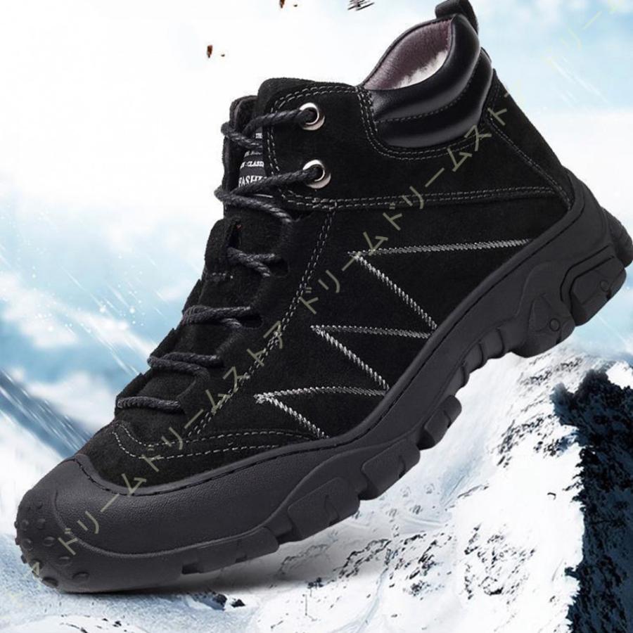 新作ウエア ショートブーツ スノーブーツ メンズ 厚底 耐摩耗 トレッキングシューズ 裏起毛 スノーシューズ 防滑 防水 防寒ブーツ 裏ボア 大きいサイズ レースアップ 本革 メンズ ショートブーツ スノーブーツ レースアップ 本革 シューズ Postetelecom Gouv Cg