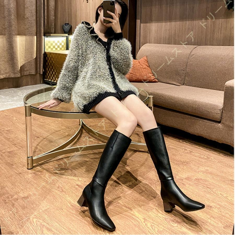 市場 ジョッキーブーツ ブラック フェイクレザー 大きい 黒 ヒール4 5cm ロングブーツ 筒周り かわいい レディース 靴