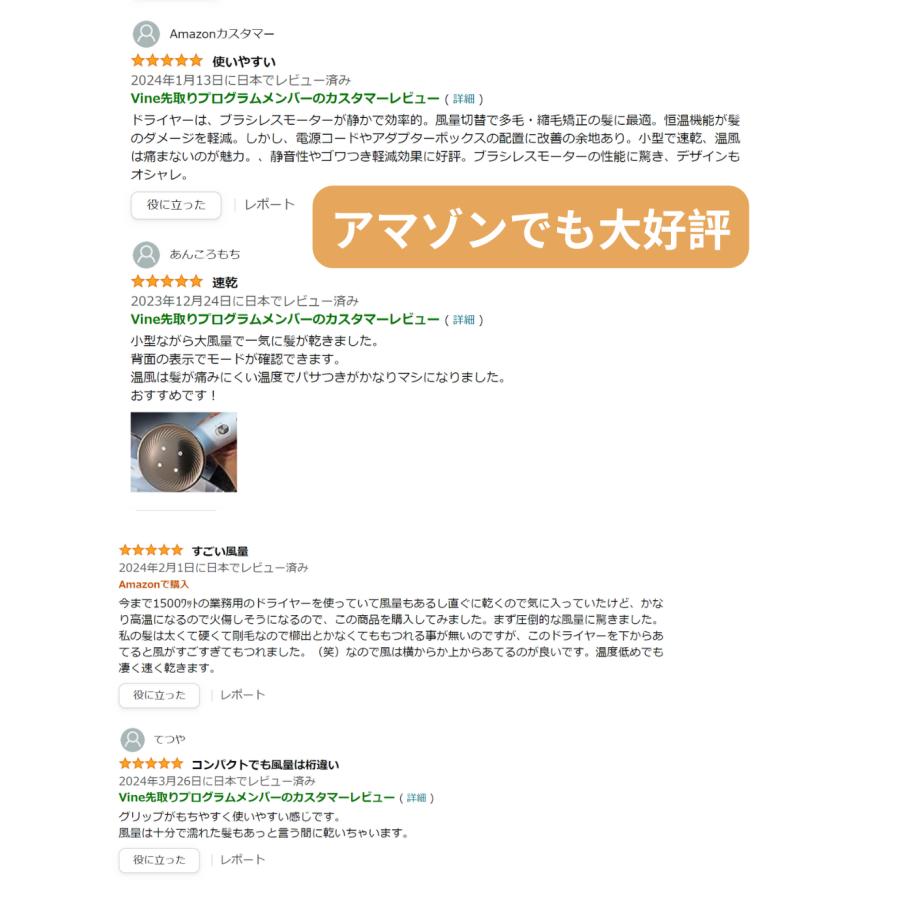 Dreame (ドリーミー) Glory ヘアドライヤー 3億個/cm3のマイナスイオン 速乾　軽量345g  大風量70m/s  57℃恒温