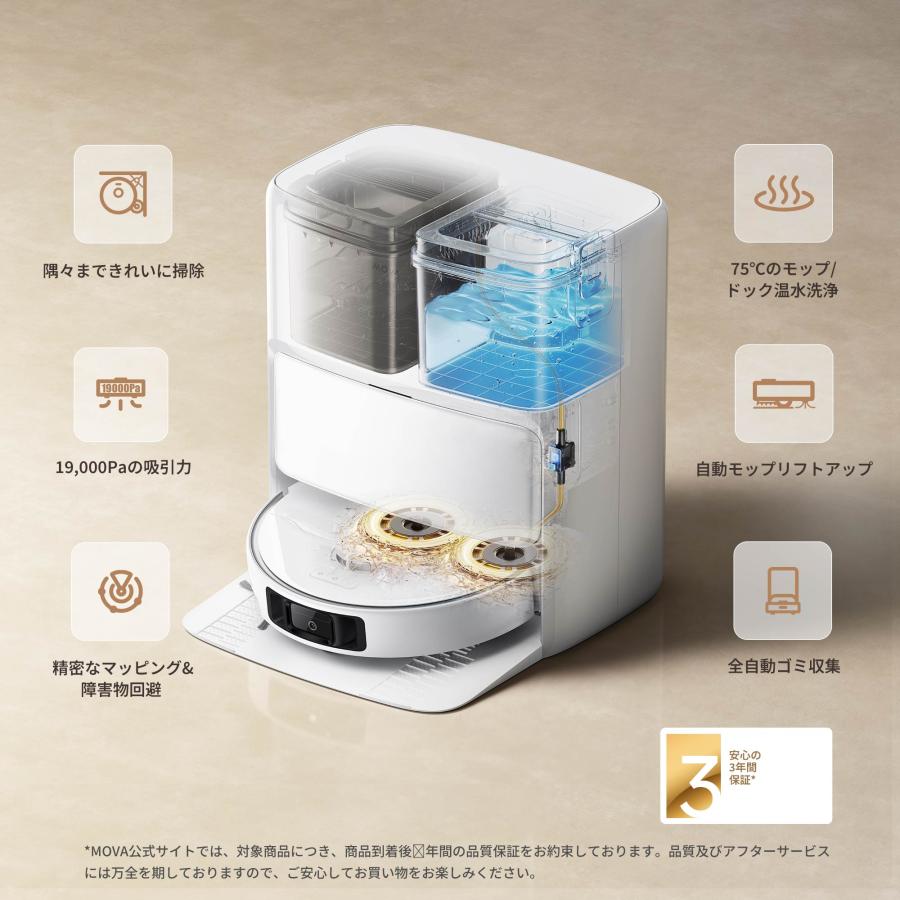 dreame 44%OFF|MOVA P50 Ultra ロボット掃除機 19,000Pa 自動