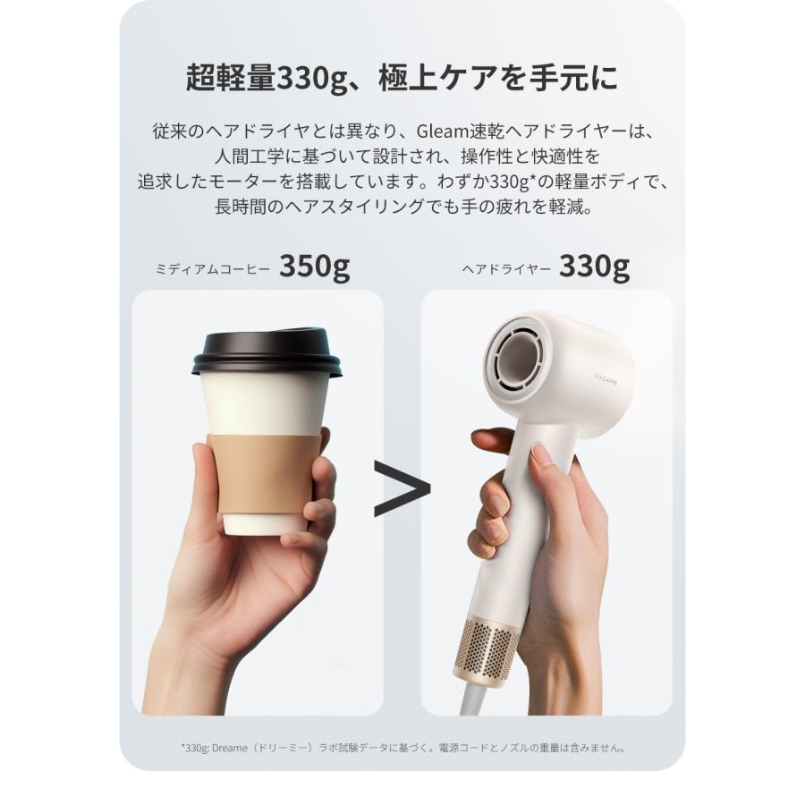 dreame (ドリーミー) Gleam 速乾 ヘア ドライヤー 大風量 軽量 高速