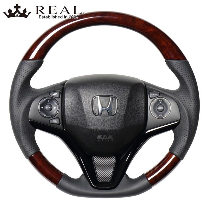 ヴェゼル 車検対応ステアリングボス(ステアリング付き) ヴェゼル ステアリング RU1/RU2/RU3/RU4 H25/12-R3/4 ブラウンウッド