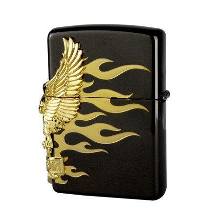 メーカー取り寄せ品 ハーレーダビッドソン HARLEY HDP-01ブラックボディー＆ゴールドメタリックイーグルジッポー ZIPPO オイルライター ジッポーライターの画像