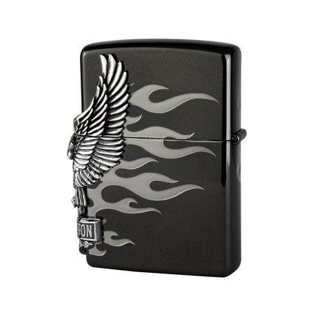 メーカー取り寄せ品 ハーレーダビッドソン HARLEY HDP-02ブラックボディ＆メタリックイーグルジッポー ZIPPO オイルライター ジッポーライターの画像