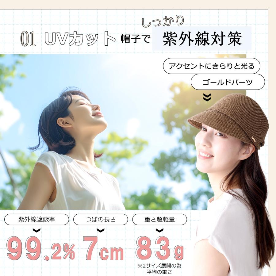 帽子 レディース キャスケット 麦わら 麦わら帽子 UV UVカット 紫外線