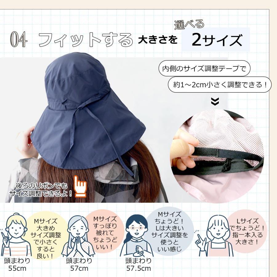 帽子 レディース レインハット ハット 撥水 つば広 クリア 後ろ長め UV