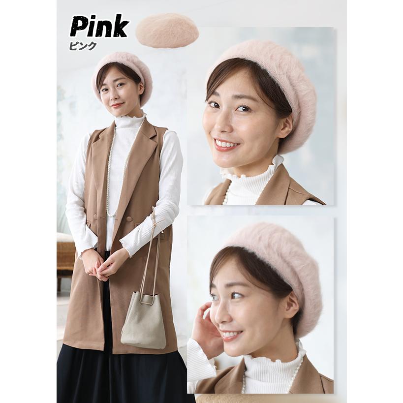 ベレー帽 ニット帽 帽子 ピンク 韓国 シンプル オシャレ
