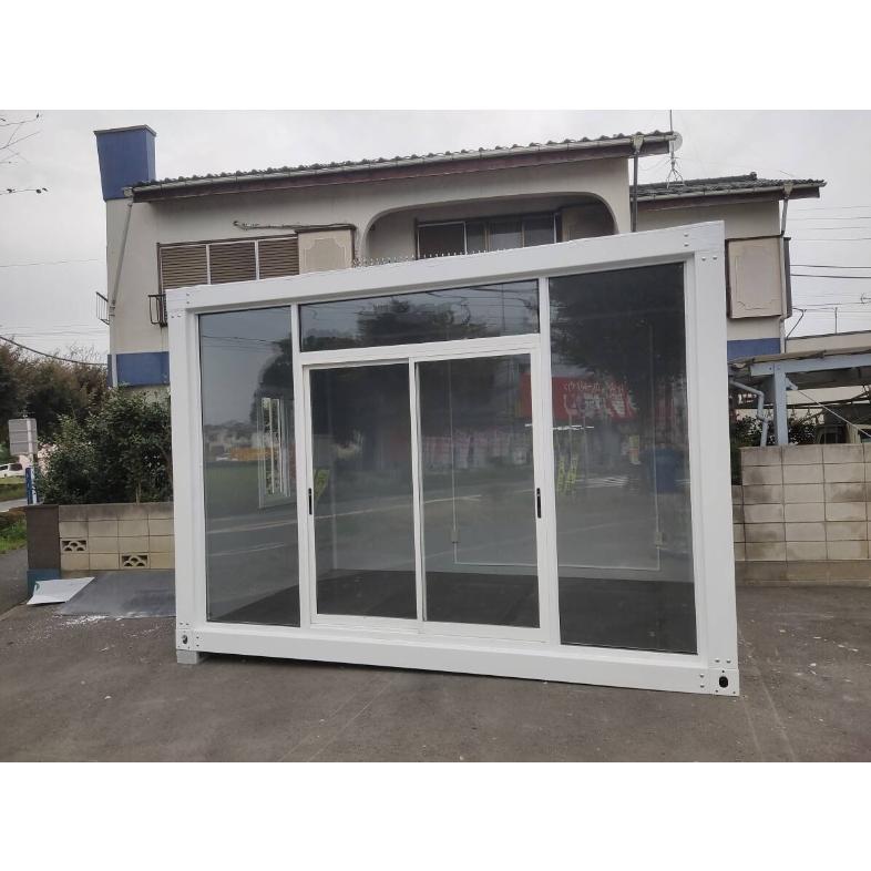 ユニットハウス プレハブ 店舗 ガラスデザイン 車庫ガレージ 倉庫物置 組み立て式 連結可能 仮設住宅 電気工事可 内装工事可 全国OK ユニットハウス プレハブ 店舗 ガラスデザイン 事務所 販売店 車庫