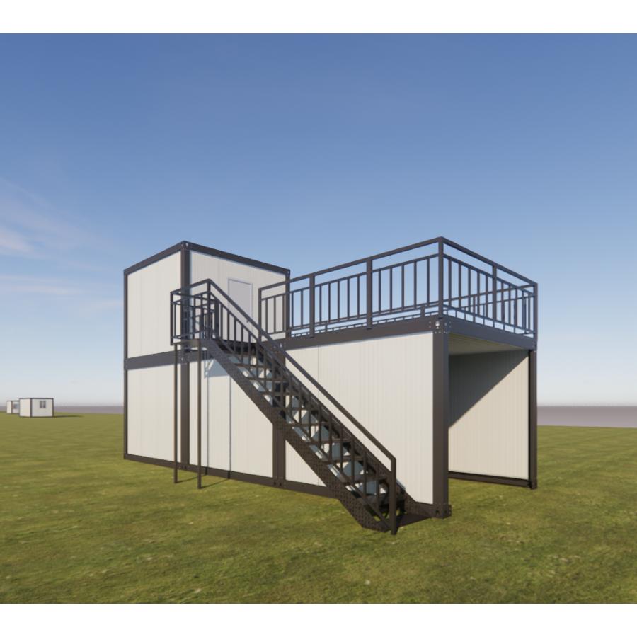 ユニットハウス プレハブ 屋上デッキ 2階建て 事務所 喫煙所 ユニットハウス プレハブ 屋上デッキ 2階建て 事務所 喫煙所