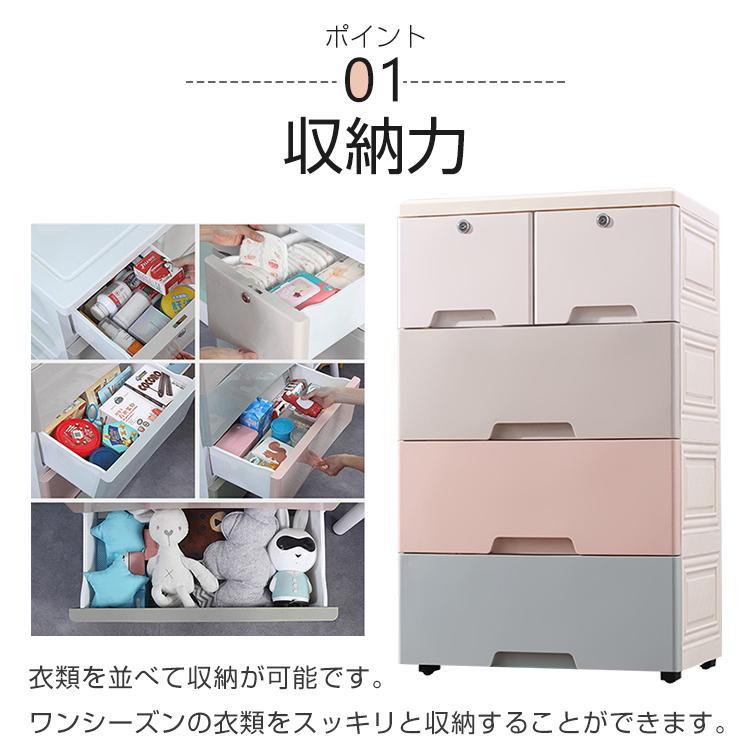 収納ボックス 収納ケース 4段 タンス チェスト プラスチック 鍵つき