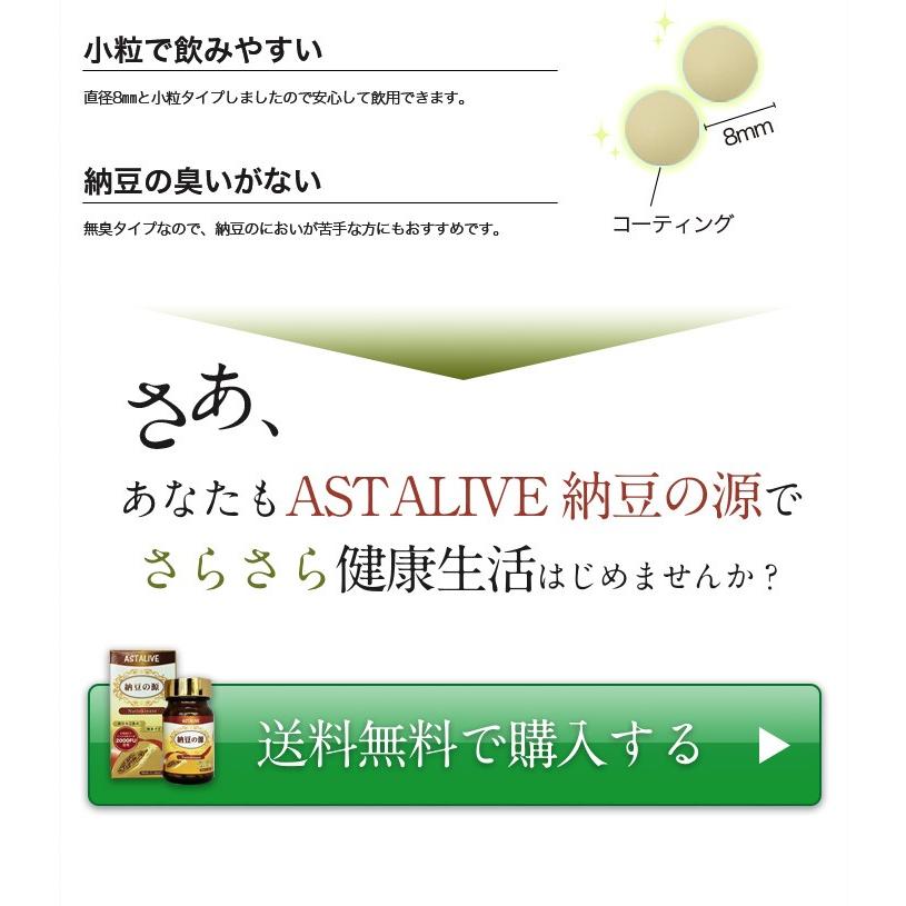 日本ナットウキナーゼ協会認定 ナットウキナーゼ ASTALIVE アスタライブ 納豆の源 60粒 30日分 ギフト 対応可 納豆激｜dreamintokyoksb｜15
