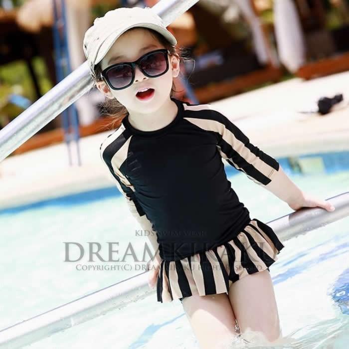 世界的に有名な 水着 子供 女の子 水着ワンピース セパレート 子ども 上下セット ラッシュガード 3点セット 7分袖 90 100 1 130 140 150 Aynaelda Com