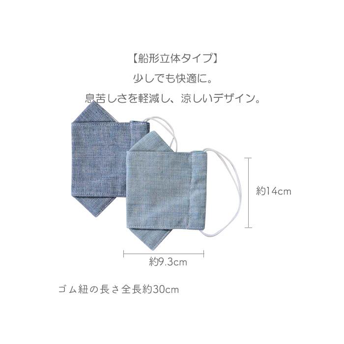 当店オリジナル麻混デニム風マスク　日本製 大臣 立体舟形 小顔４種展開【クリックポスト対応】スワロフスキー クリスタル スマイル にこちゃん アイコン　｜dreamkoubou｜08