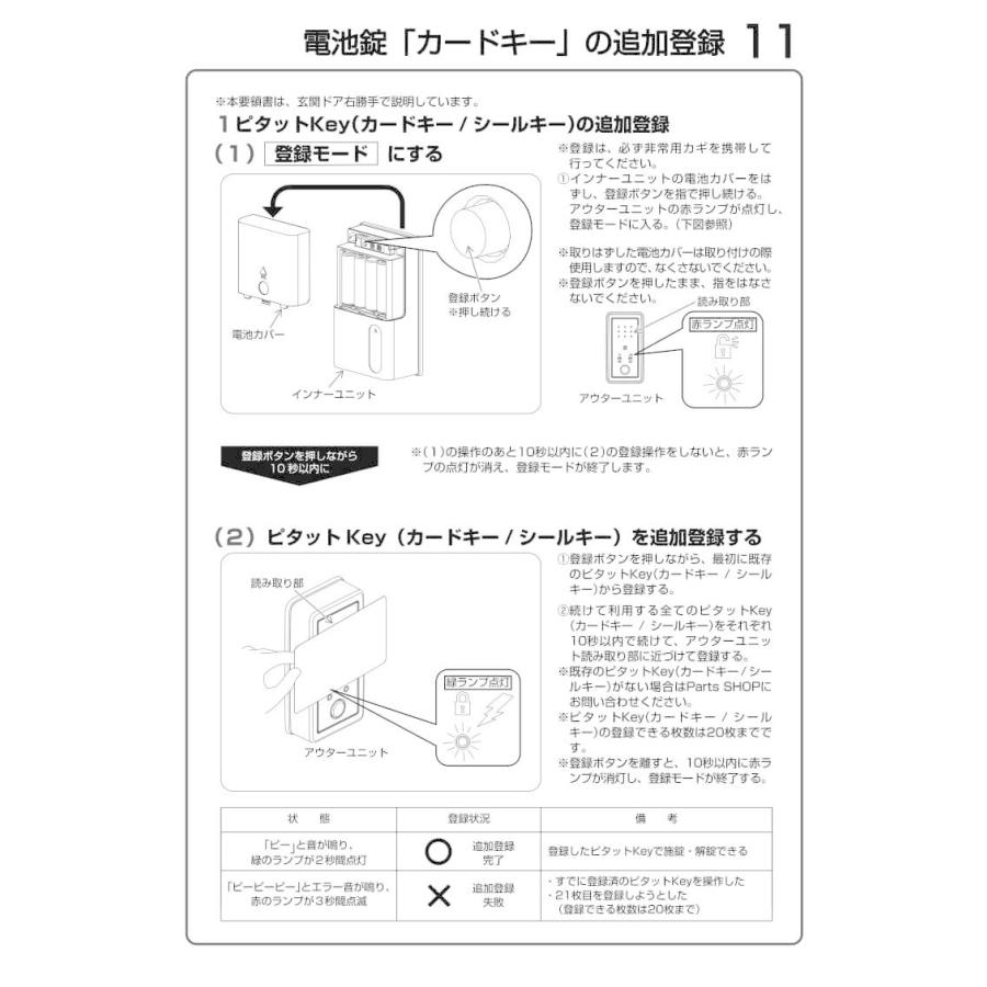 YKKAP 玄関ドア ピタットKey用スマートコントロールキー：追加用カードキー 2K-49929｜dreamotasuke｜12