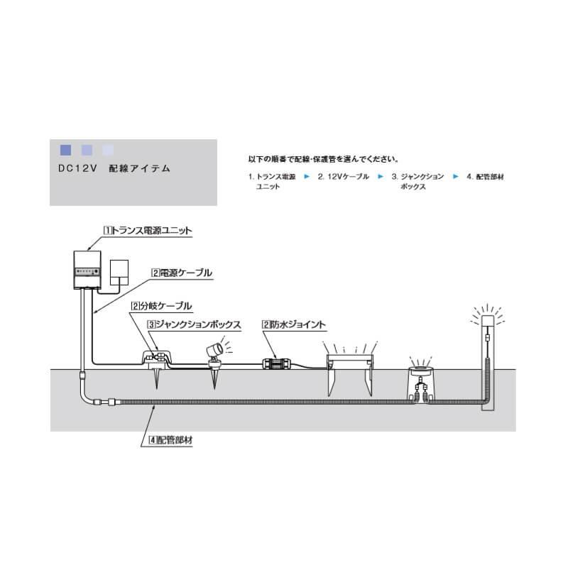 エクステリアライト 外構照明 12V美彩 12V専用ケーブル 電源ケーブルY端子+CN 5m 8VLP60ZZ LIXIL リクシル 庭園灯 屋外玄関照明 門灯 ガーデンライト｜dreamotasuke｜03