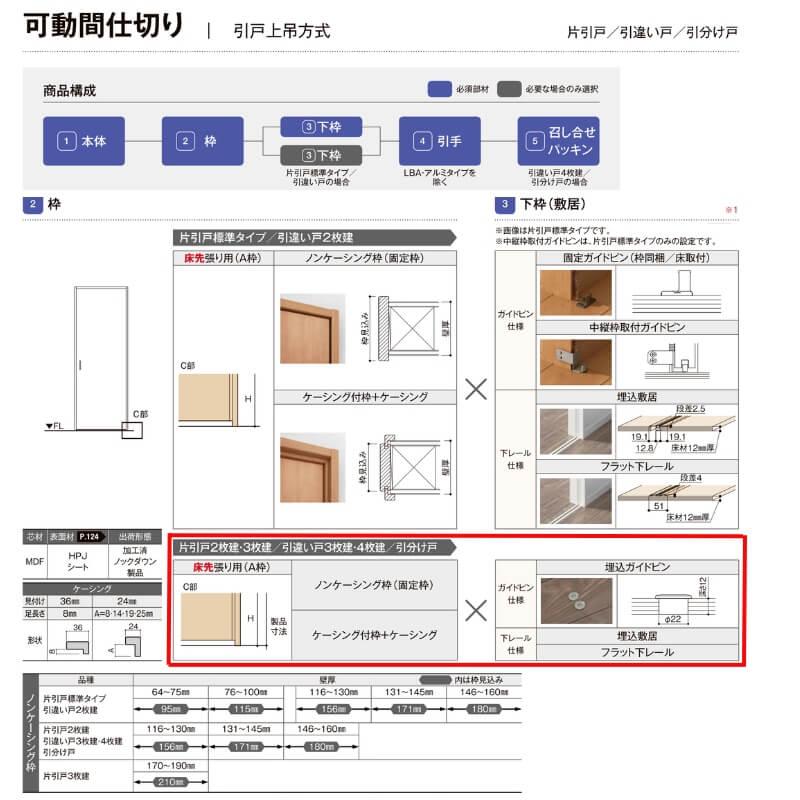 【オーダーサイズ 】可動間仕切り 引戸上吊 リクシル ラシッサD キナリモダン 引分け戸 AKMWH-LAA ノンケーシング枠 W2149〜3949mm×H1750〜2425mm DIY_4