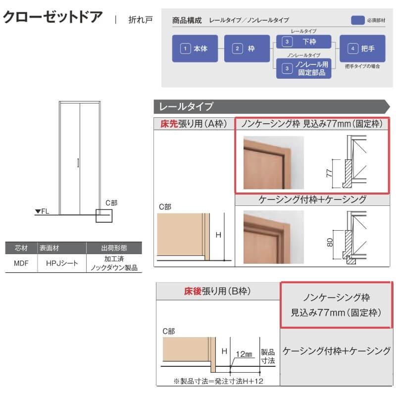 ラシッサ クローゼットドア 4枚 1220/13M20/1620/1720/18M20 ラシッサD