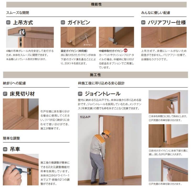 オーダーサイズ リクシル ラシッサＳ 室内引戸 上吊方式 片引戸標準タイプ ASUK-LGK ケーシング付枠 W1092〜1992mm×Ｈ1750〜2425mm